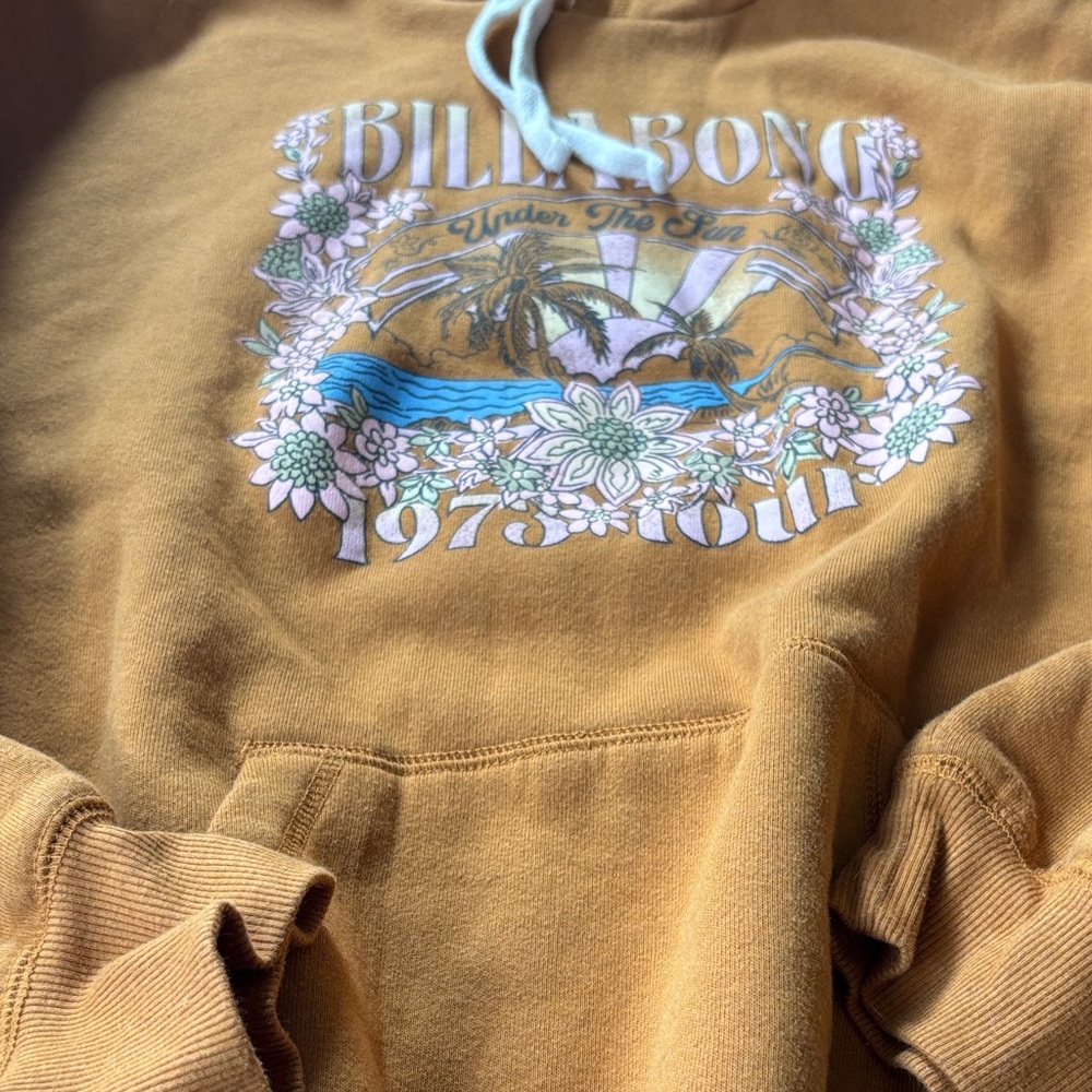 Billabong Golden Brown Hoodie with Floral Design - Picture 2 of 3